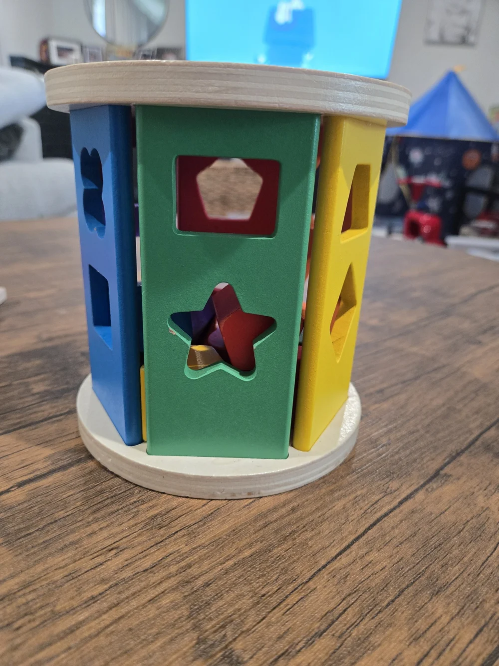 Wooden Shape Matching Toys - Blue, Green, Yellow - Kids Toys